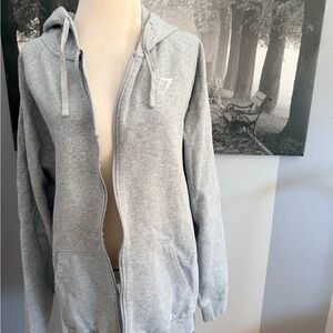 Gymshark Light Heather Gray Full-Zip Hoodie